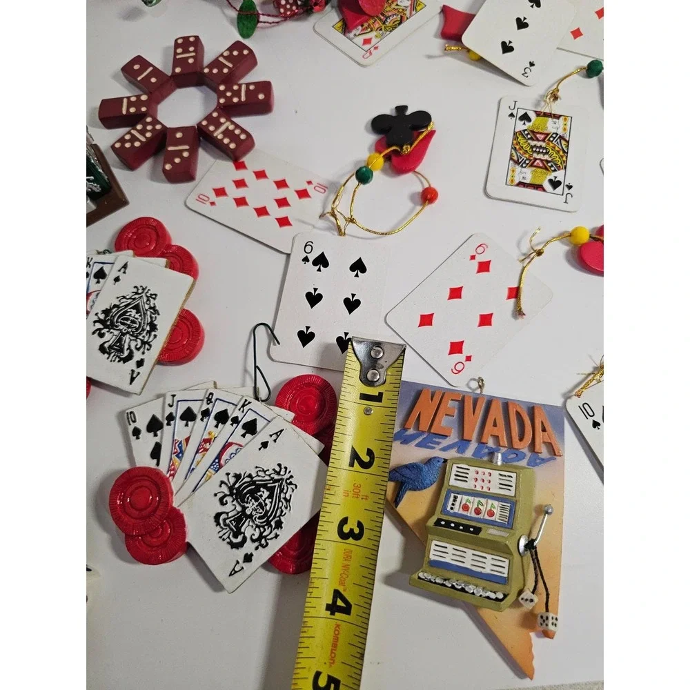 Vintage Lot of Aces,Hearts Christmas Ornaments 21pc Cards Dice